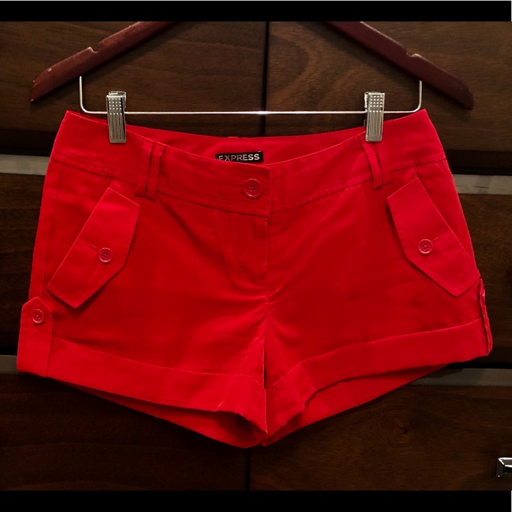 Express red satin dress shorts- size 2